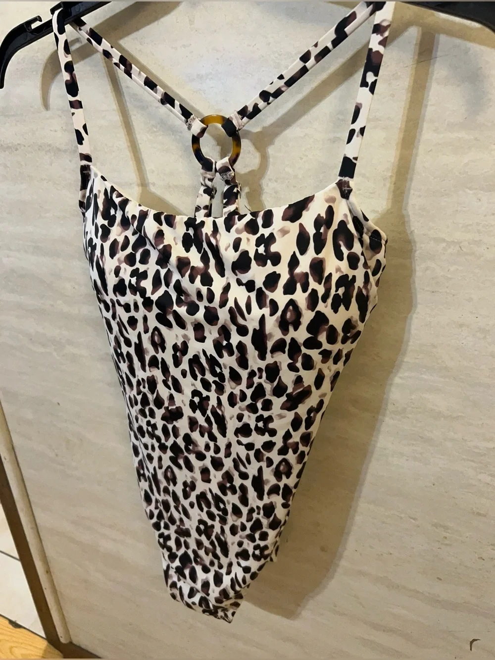 NWT-Indigo Sky leopard-print one-piece swimsuit, high-cut leg, keyhole detail